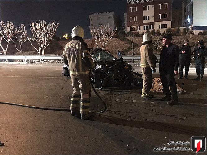 برخورد مرگبار خودرو سواری با گاردریل در بزرگراه یادگار امام(ره)