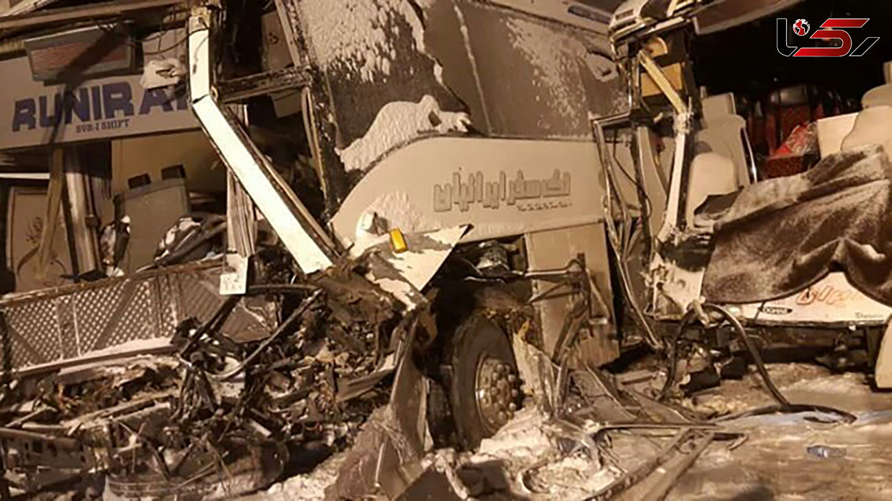 تصادف مرگبار 2 اتوبوس و یک کامیون کشنده در بستان آباد + عکس ها