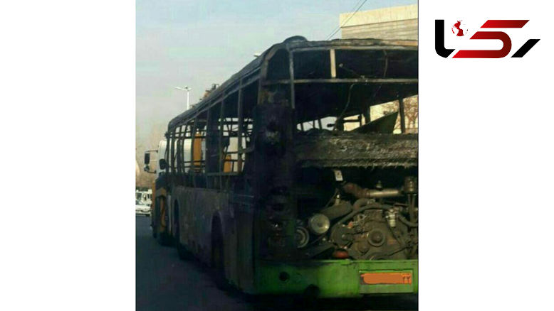 وحشت در 2 اتوبوس خط آزادی به شهرک ولیعصر / هر دو آتش گرفتند + عکس