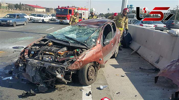 عکس هایی از تصادف عجیب در بزرگراه شلوغ تهران / حسرت راننده ماشینی که پوکید + جزییات